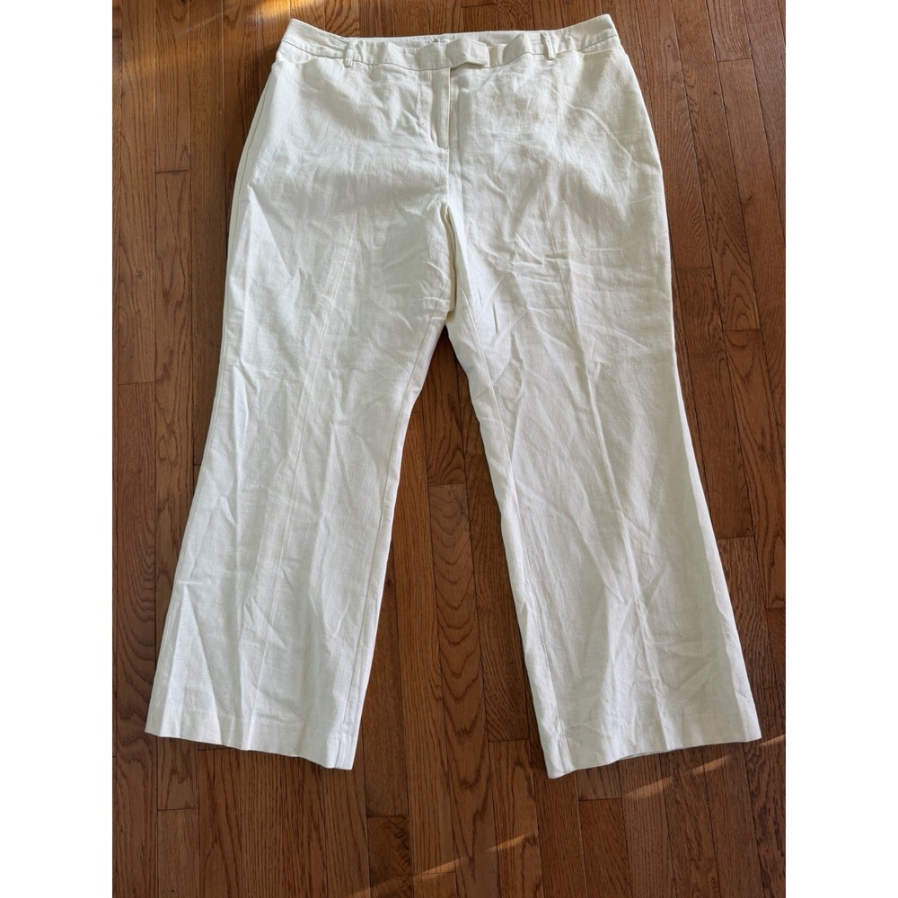 Cato White Linen Blend Classic Straight Leg Cropped Ankle Trousers Size 22W